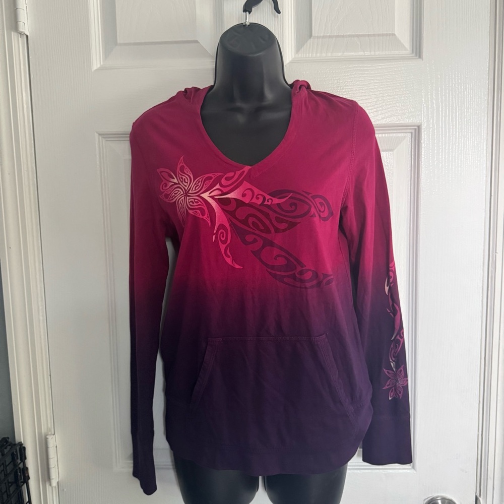 Hawaiian ombré Hooded long sleeve tee - Size XS